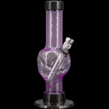 JM Plastics Mini Skull Acrylic Bong in Purple - 6" Tall, Front View on Seamless Black Background