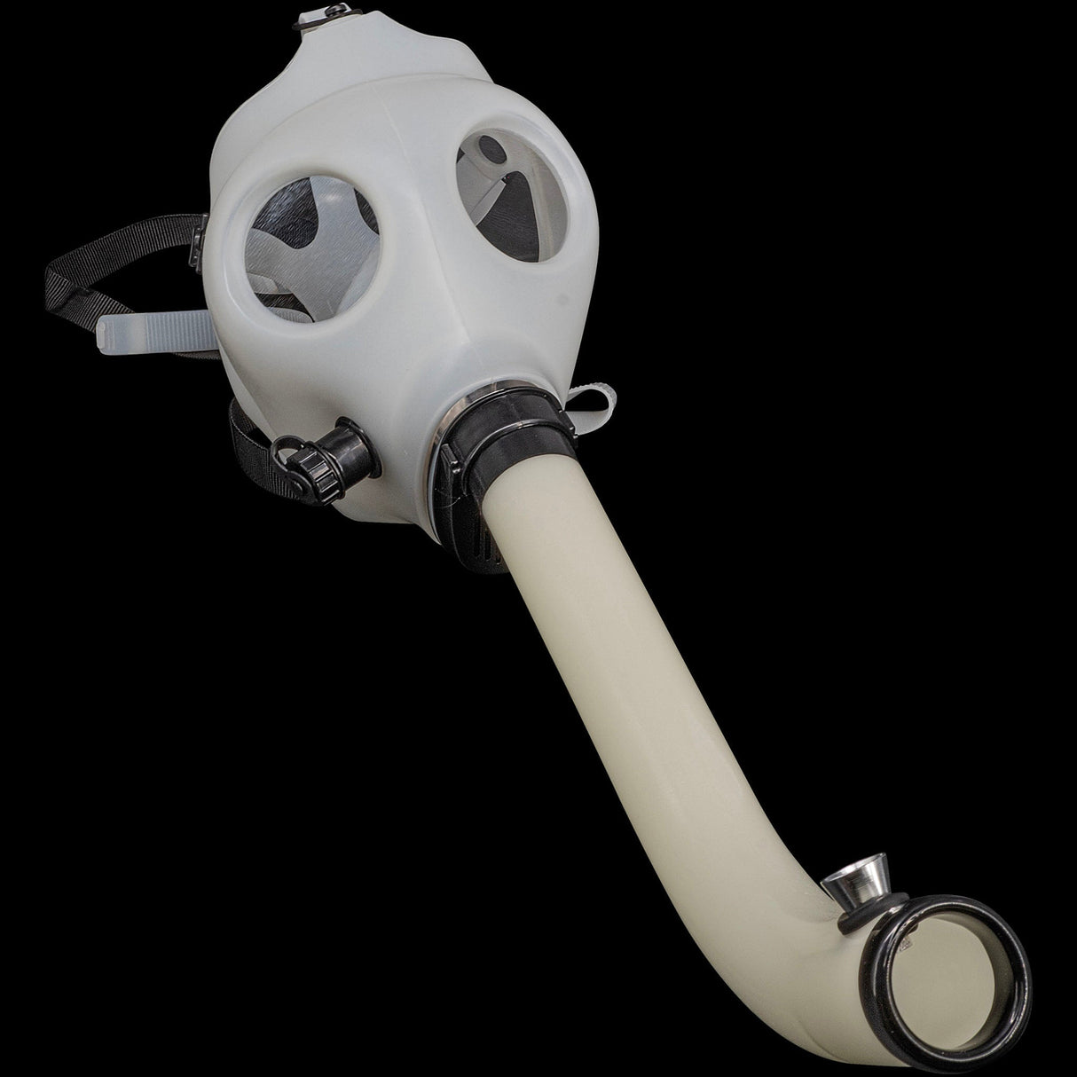 JM Plastics Acrylic Glow In The Dark Gas Mask with Curved Steamroller Tube for Dry Herbs