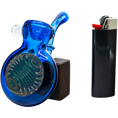 Electric Blue Wig Wag Reversal Sherlock Glass Pipe by Chris Lezak