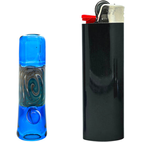 Ice Blue Reversal Glass Chillum by Chris Lezak