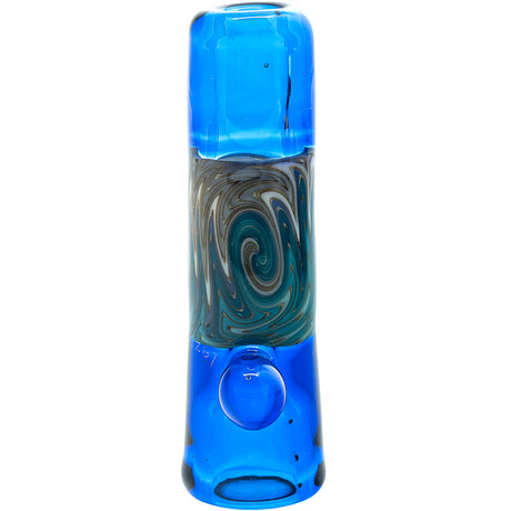 Ice Blue Reversal Glass Chillum by Chris Lezak