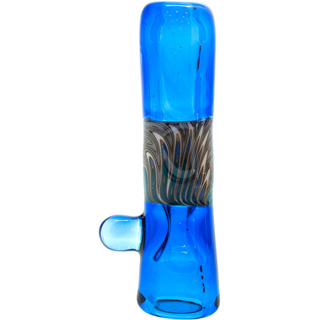 Royal Blue Reversal Glass Chillum by Chris Lezak