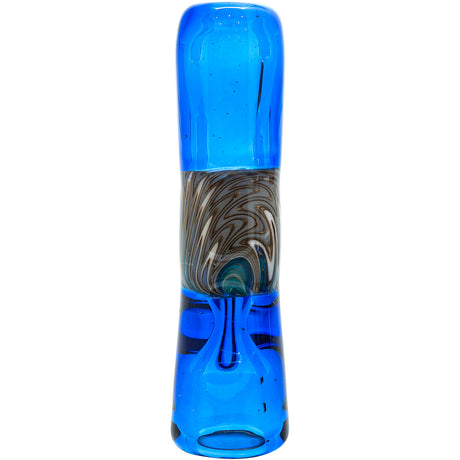 Royal Blue Reversal Glass Chillum by Chris Lezak