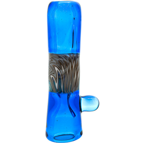 Royal Blue Reversal Glass Chillum by Chris Lezak
