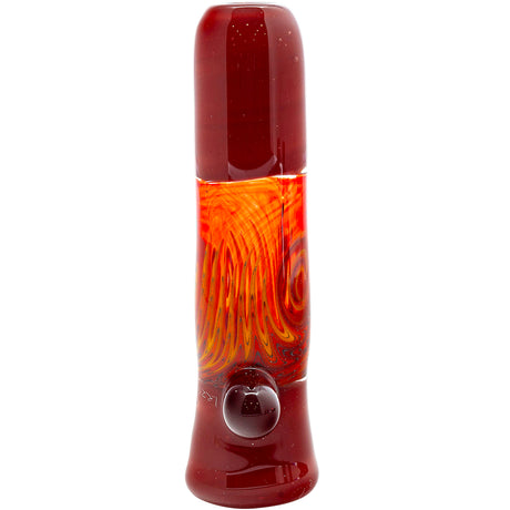 Crimson Red Reversal Glass Chillum by Chris Lezak