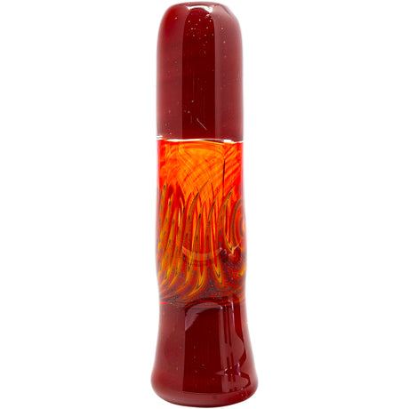 Crimson Red Reversal Glass Chillum by Chris Lezak