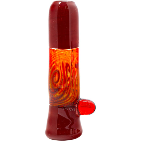 Crimson Red Reversal Glass Chillum by Chris Lezak