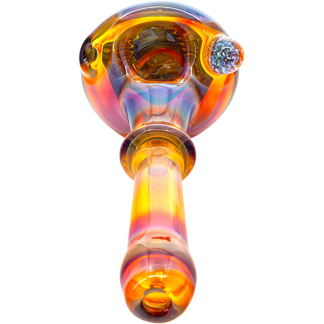Fumed Amber Reversal Glass Spoon Pipe by Chris Lezak