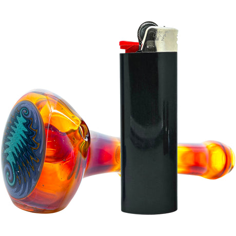 Fumed Amber Reversal Glass Spoon Pipe by Chris Lezak