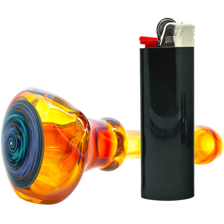 Amber Reversal Glass Spoon Pipe by Chris Lezak