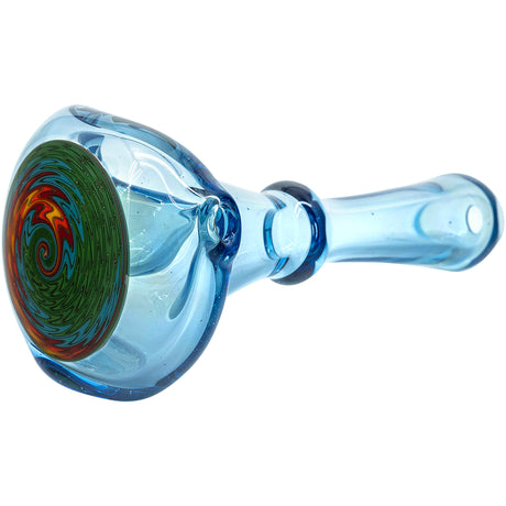 Electric Blue Reversal Glass Spoon Pipe by Chris Lezak