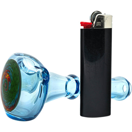 Electric Blue Reversal Glass Spoon Pipe by Chris Lezak