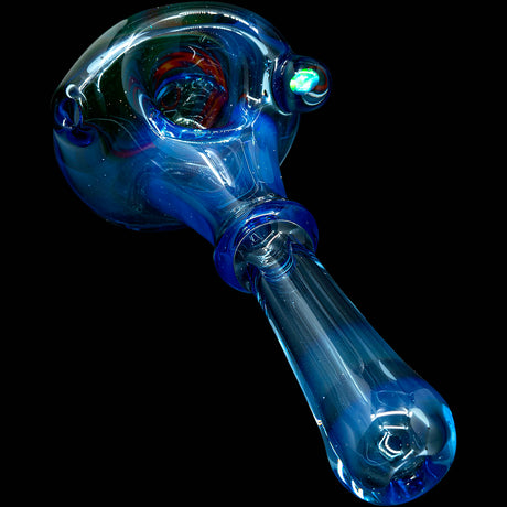 Electric Blue Reversal Glass Spoon Pipe by Chris Lezak