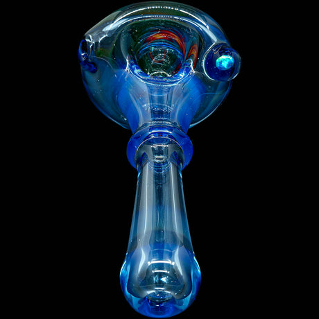 Electric Blue Reversal Glass Spoon Pipe by Chris Lezak
