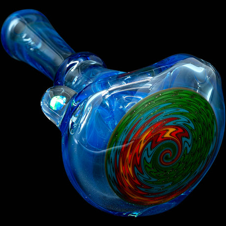Electric Blue Reversal Glass Spoon Pipe by Chris Lezak