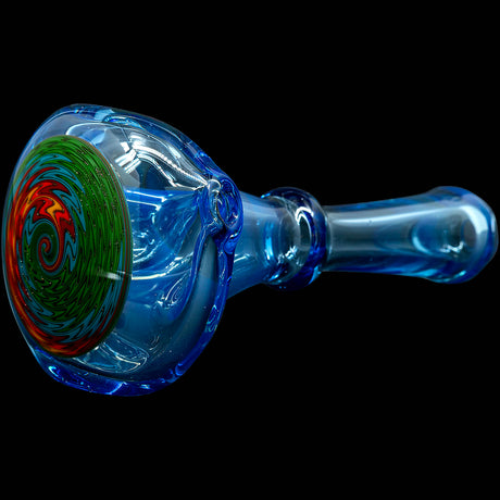 Electric Blue Reversal Glass Spoon Pipe by Chris Lezak
