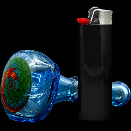 Electric Blue Reversal Glass Spoon Pipe by Chris Lezak