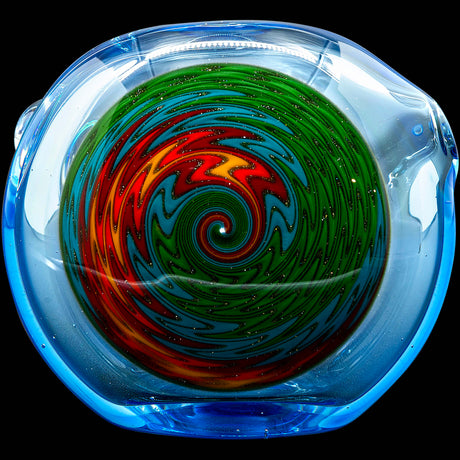 Electric Blue Reversal Glass Spoon Pipe by Chris Lezak
