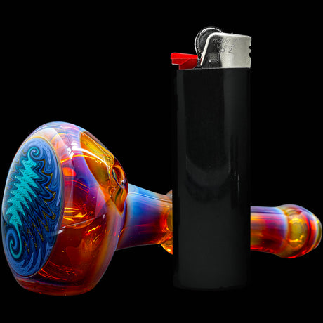 Fumed Amber Reversal Glass Spoon Pipe by Chris Lezak