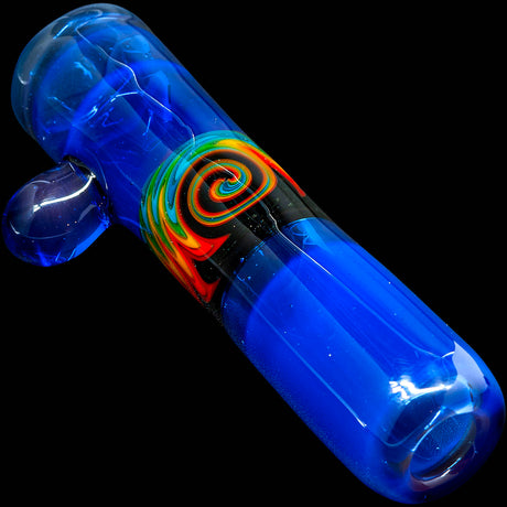 Royal Ice Blue Reversal Glass Chillum by Chris Lezak