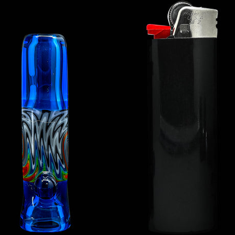 Ice Royal Blue Reversal Glass Chillum by Chris Lezak