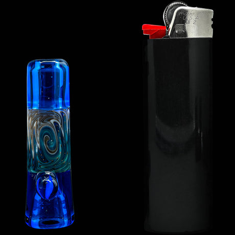 Ice Blue Reversal Glass Chillum by Chris Lezak