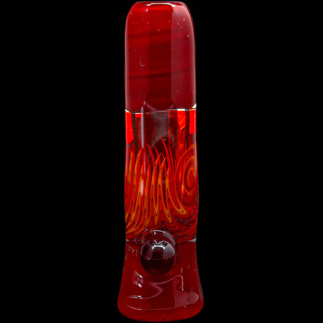 Crimson Red Reversal Glass Chillum by Chris Lezak