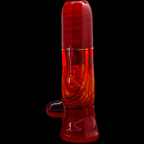 Crimson Red Reversal Glass Chillum by Chris Lezak