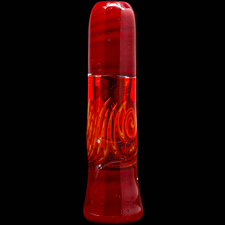 Crimson Red Reversal Glass Chillum by Chris Lezak