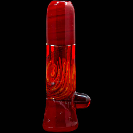 Crimson Red Reversal Glass Chillum by Chris Lezak
