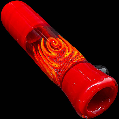 Crimson Red Reversal Glass Chillum by Chris Lezak