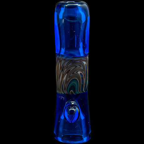 Royal Blue Reversal Glass Chillum by Chris Lezak