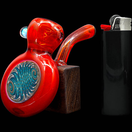 Fire Red Wave Reversal Sherlock Glass Pipe by Chris Lezak