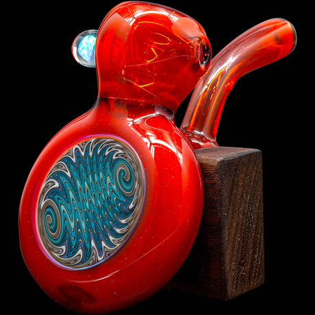 Fire Red Wave Reversal Sherlock Glass Pipe by Chris Lezak