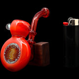 Fumed Fire Red Sherlock Glass Bubbler by Chris Lezak