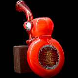 Fumed Fire Red Sherlock Glass Bubbler by Chris Lezak