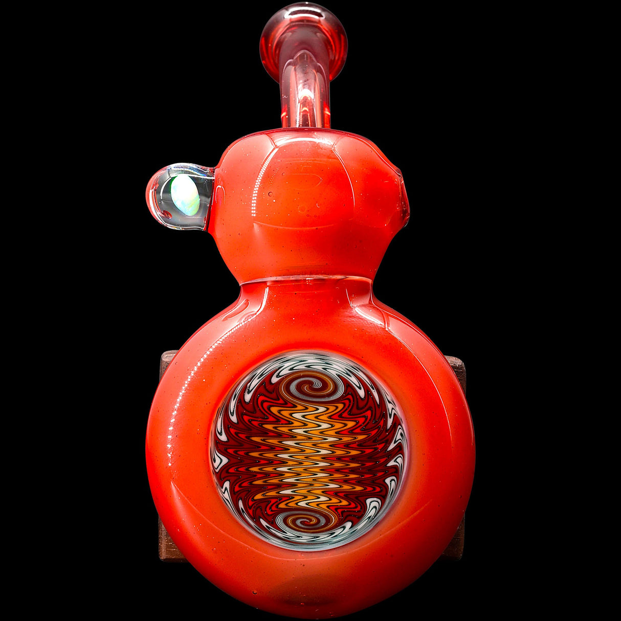 Fumed Fire Red Sherlock Glass Bubbler by Chris Lezak