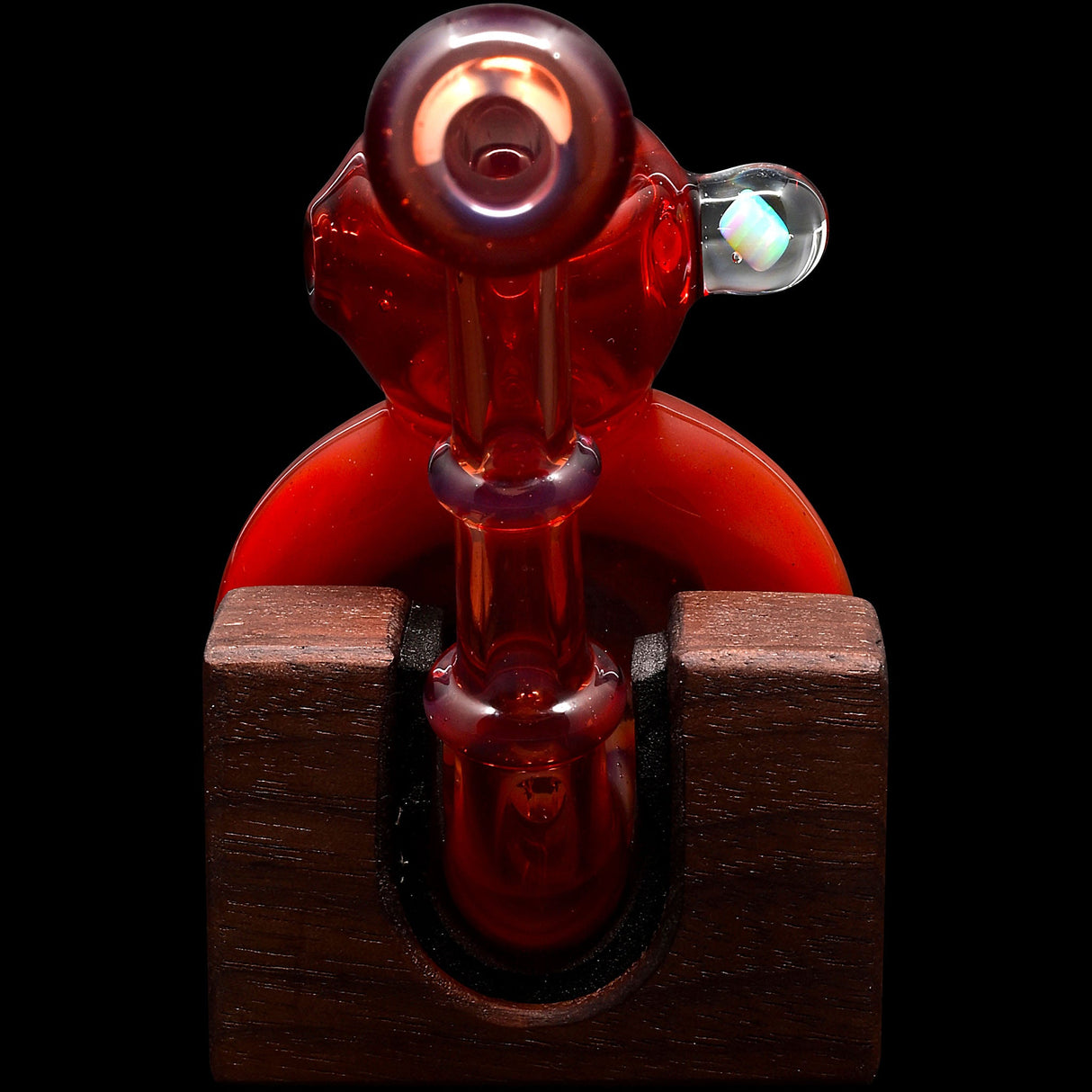 Fire Red Sherlock Glass Bubbler with Reversal by Chris Lezak