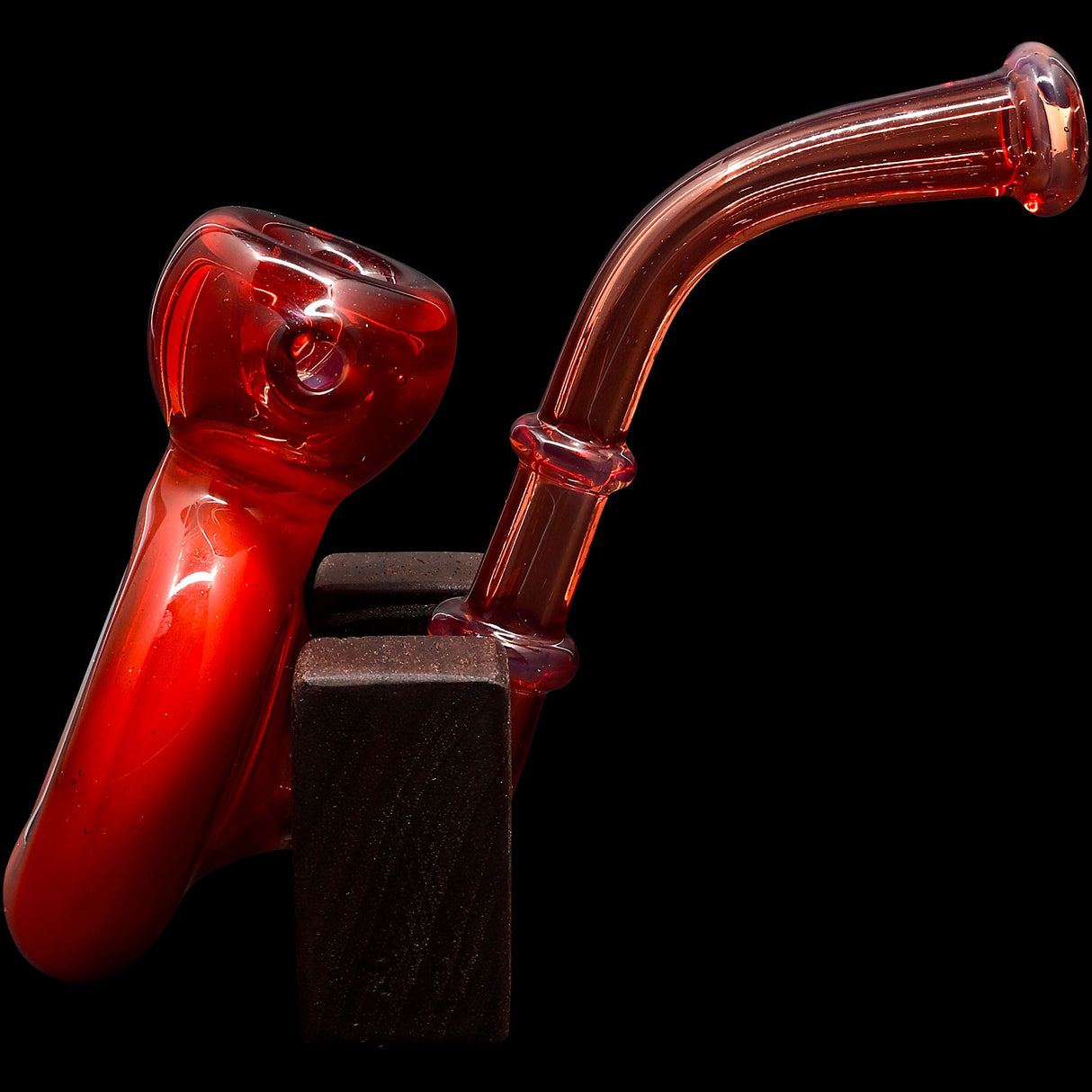 Fire Red Sherlock Glass Bubbler with Reversal by Chris Lezak