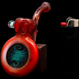 Fire Red Sherlock Glass Bubbler with Reversal by Chris Lezak