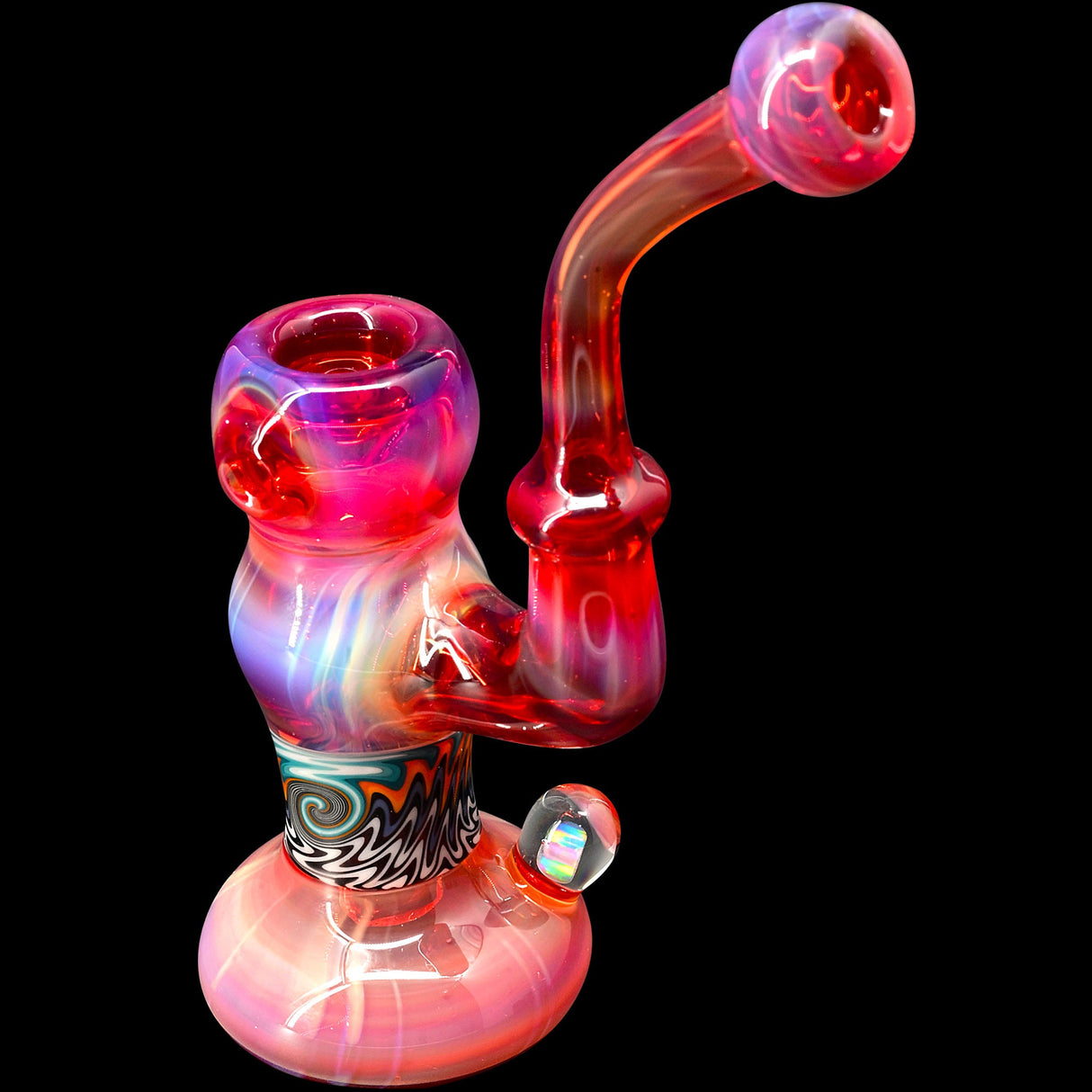 Crimson Fire Sherlock Bubbler Glass Pipe by Chris Lezak