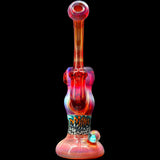 Crimson Fire Sherlock Bubbler Glass Pipe by Chris Lezak