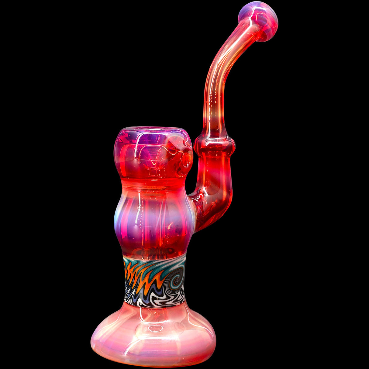 Crimson Fire Sherlock Bubbler Glass Pipe by Chris Lezak