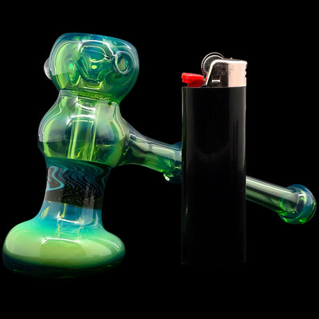 Moss Green Hammer Glass Bubbler by Chris Lezak