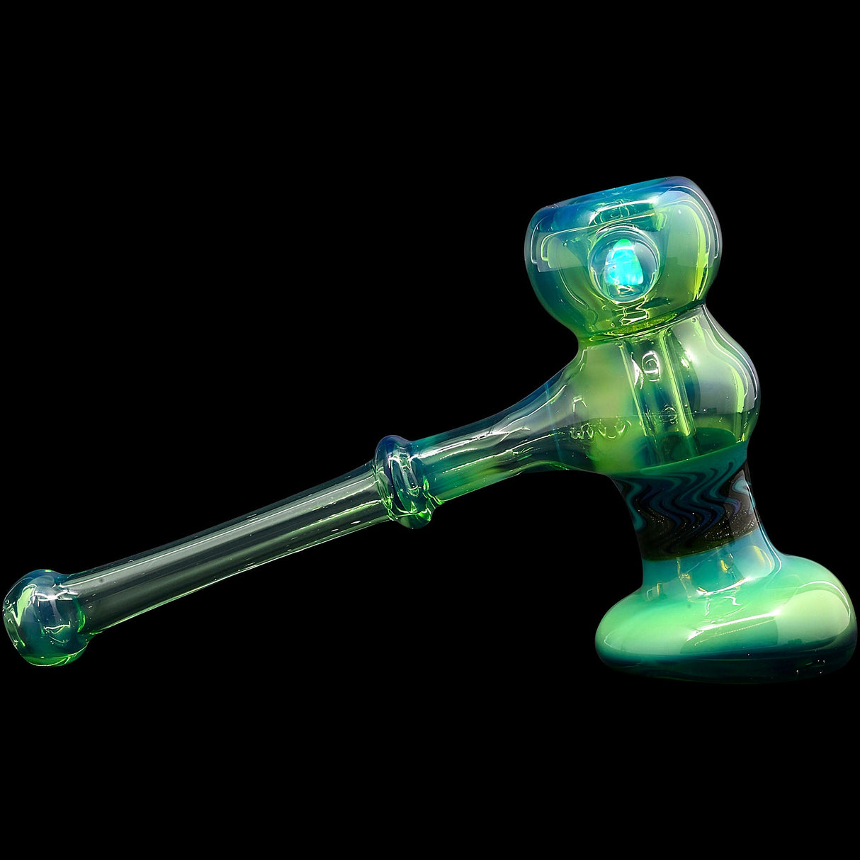 Moss Green Hammer Glass Bubbler by Chris Lezak