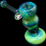 Moss Green Hammer Glass Bubbler by Chris Lezak