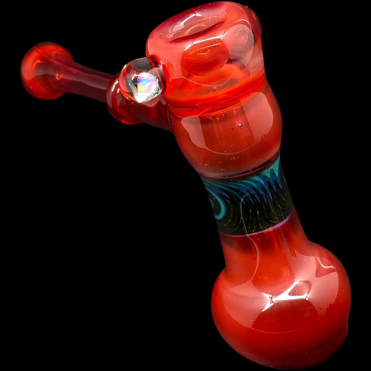 Crimson Fire Hammer Glass Bubbler by Chris Lezak