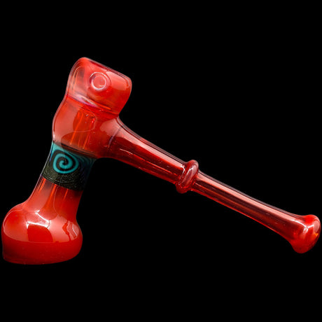 Crimson Fire Hammer Glass Bubbler by Chris Lezak