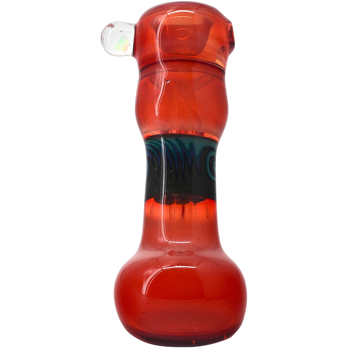 Crimson Fire Hammer Glass Bubbler by Chris Lezak