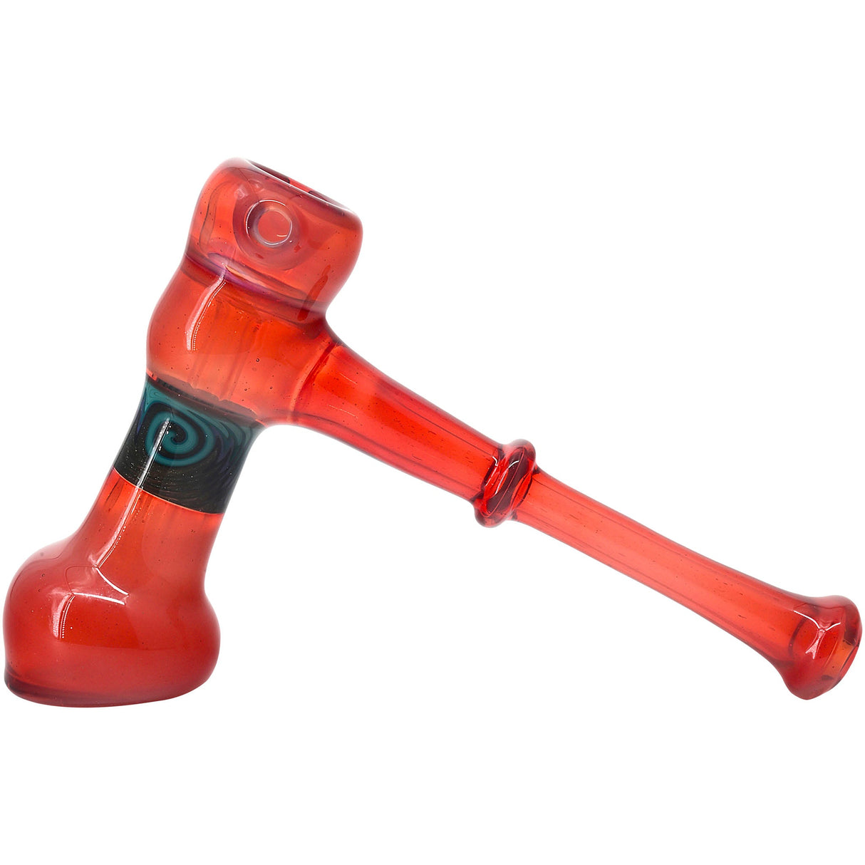 Crimson Fire Hammer Glass Bubbler by Chris Lezak